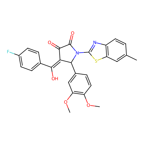 (4E)-5-(3,4-dimethoxyphenyl)-4-[(4-fluorophenyl)(hydroxy)methylidene]-1-(6-methyl-1,3-benzothiazol-2-yl)pyrrolidine-2,3-dione structure
