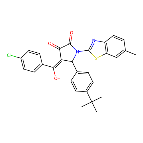(4E)-5-(4-tert-butylphenyl)-4-[(4-chlorophenyl)(hydroxy)methylidene]-1-(6-methyl-1,3-benzothiazol-2-yl)pyrrolidine-2,3-dione structure