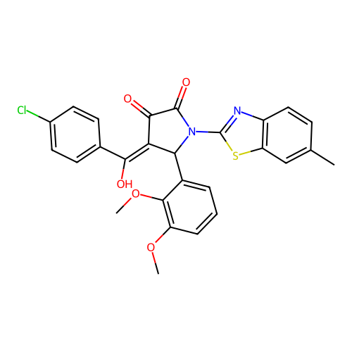 (4E)-4-[(4-chlorophenyl)(hydroxy)methylidene]-5-(2,3-dimethoxyphenyl)-1-(6-methyl-1,3-benzothiazol-2-yl)pyrrolidine-2,3-dione structure