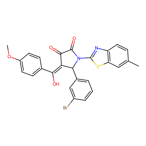 (4E)-5-(3-bromophenyl)-4-[hydroxy(4-methoxyphenyl)methylidene]-1-(6-methyl-1,3-benzothiazol-2-yl)pyrrolidine-2,3-dione structure
