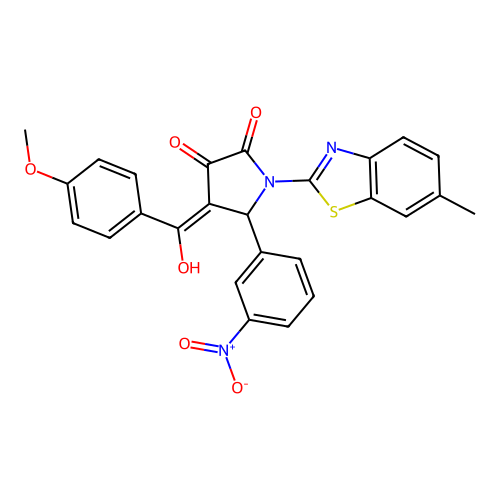 (4E)-4-[hydroxy(4-methoxyphenyl)methylidene]-1-(6-methyl-1,3-benzothiazol-2-yl)-5-(3-nitrophenyl)pyrrolidine-2,3-dione structure