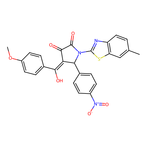 (4E)-4-[hydroxy(4-methoxyphenyl)methylidene]-1-(6-methyl-1,3-benzothiazol-2-yl)-5-(4-nitrophenyl)pyrrolidine-2,3-dione structure