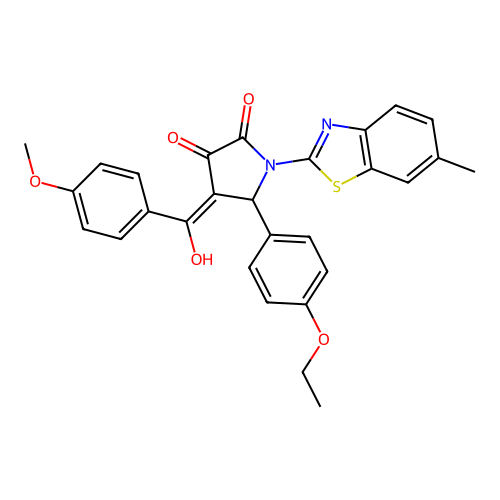 (4E)-5-(4-ethoxyphenyl)-4-[hydroxy(4-methoxyphenyl)methylidene]-1-(6-methyl-1,3-benzothiazol-2-yl)pyrrolidine-2,3-dione structure
