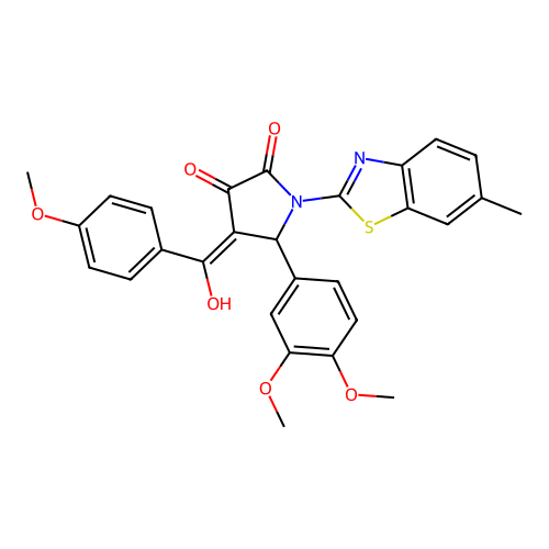 (4E)-5-(3,4-dimethoxyphenyl)-4-[hydroxy(4-methoxyphenyl)methylidene]-1-(6-methyl-1,3-benzothiazol-2-yl)pyrrolidine-2,3-dione structure