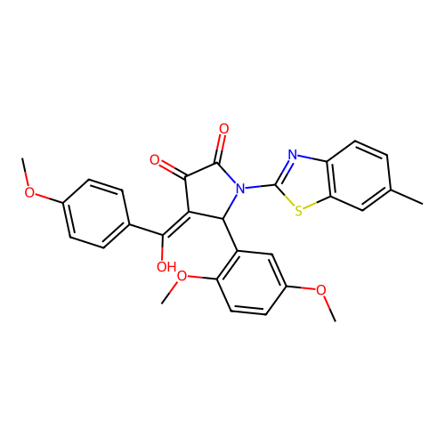 (4E)-5-(2,5-dimethoxyphenyl)-4-[hydroxy(4-methoxyphenyl)methylidene]-1-(6-methyl-1,3-benzothiazol-2-yl)pyrrolidine-2,3-dione structure