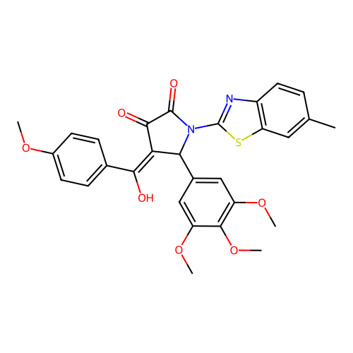 (4E)-4-[hydroxy(4-methoxyphenyl)methylidene]-1-(6-methyl-1,3-benzothiazol-2-yl)-5-(3,4,5-trimethoxyphenyl)pyrrolidine-2,3-dione structure