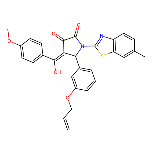 (4E)-4-[hydroxy(4-methoxyphenyl)methylidene]-1-(6-methyl-1,3-benzothiazol-2-yl)-5-[3-(prop-2-en-1-yloxy)phenyl]pyrrolidine-2,3-dione structure