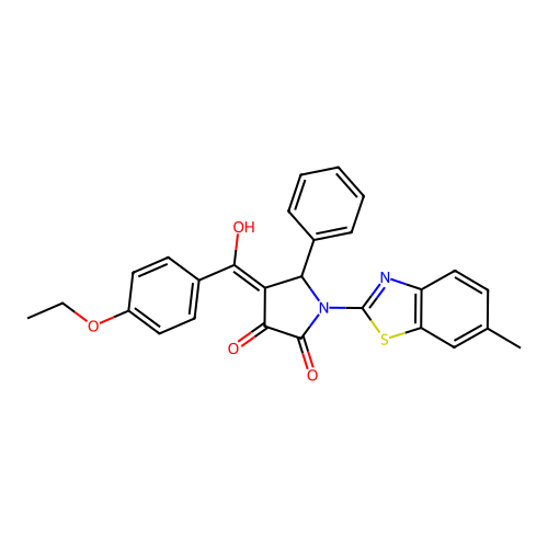 (4E)-4-[(4-ethoxyphenyl)(hydroxy)methylidene]-1-(6-methyl-1,3-benzothiazol-2-yl)-5-phenylpyrrolidine-2,3-dione structure