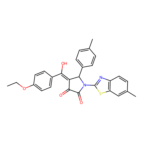 (4E)-4-[(4-ethoxyphenyl)(hydroxy)methylidene]-1-(6-methyl-1,3-benzothiazol-2-yl)-5-(4-methylphenyl)pyrrolidine-2,3-dione structure