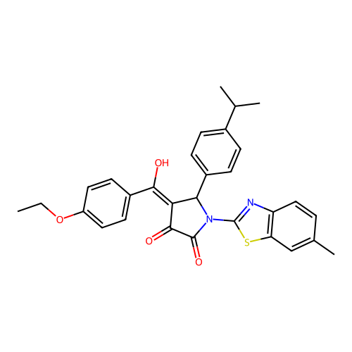 (4E)-4-[(4-ethoxyphenyl)(hydroxy)methylidene]-1-(6-methyl-1,3-benzothiazol-2-yl)-5-[4-(propan-2-yl)phenyl]pyrrolidine-2,3-dione structure