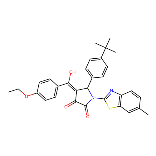 (4E)-5-(4-tert-butylphenyl)-4-[(4-ethoxyphenyl)(hydroxy)methylidene]-1-(6-methyl-1,3-benzothiazol-2-yl)pyrrolidine-2,3-dione structure