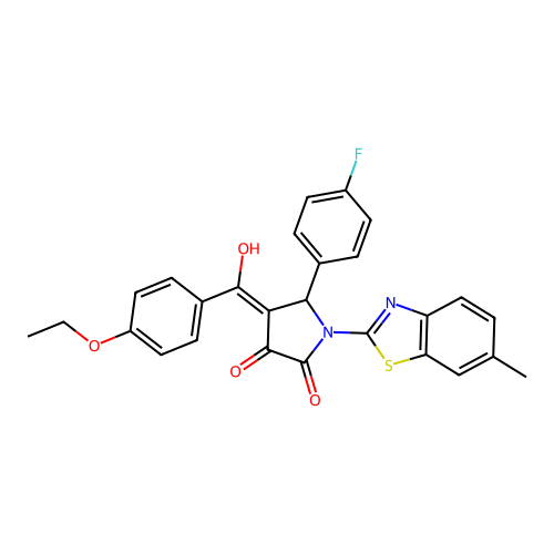 (4E)-4-[(4-ethoxyphenyl)(hydroxy)methylidene]-5-(4-fluorophenyl)-1-(6-methyl-1,3-benzothiazol-2-yl)pyrrolidine-2,3-dione structure