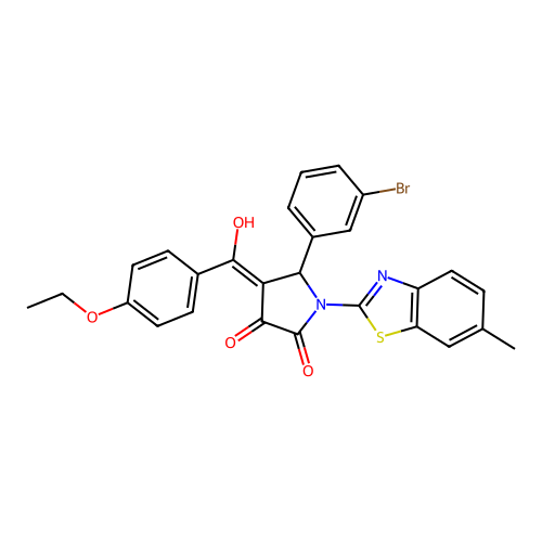 (4E)-5-(3-bromophenyl)-4-[(4-ethoxyphenyl)(hydroxy)methylidene]-1-(6-methyl-1,3-benzothiazol-2-yl)pyrrolidine-2,3-dione structure