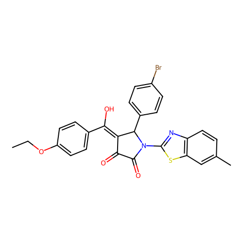 (4E)-5-(4-bromophenyl)-4-[(4-ethoxyphenyl)(hydroxy)methylidene]-1-(6-methyl-1,3-benzothiazol-2-yl)pyrrolidine-2,3-dione structure