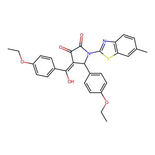 (4E)-5-(4-ethoxyphenyl)-4-[(4-ethoxyphenyl)(hydroxy)methylidene]-1-(6-methyl-1,3-benzothiazol-2-yl)pyrrolidine-2,3-dione structure