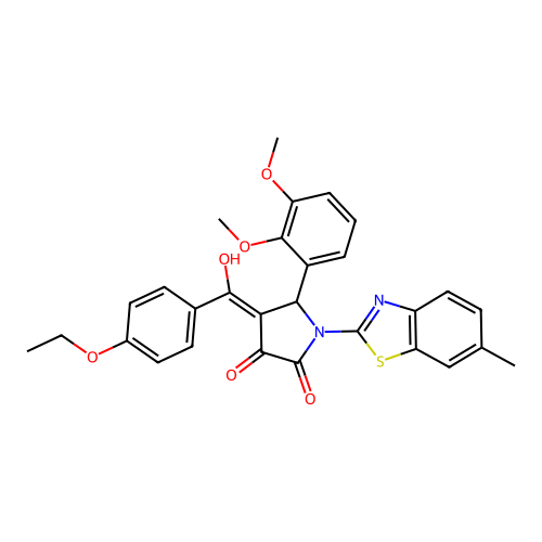 (4E)-5-(2,3-dimethoxyphenyl)-4-[(4-ethoxyphenyl)(hydroxy)methylidene]-1-(6-methyl-1,3-benzothiazol-2-yl)pyrrolidine-2,3-dione structure