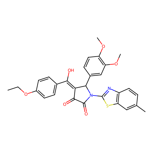 (4E)-5-(3,4-dimethoxyphenyl)-4-[(4-ethoxyphenyl)(hydroxy)methylidene]-1-(6-methyl-1,3-benzothiazol-2-yl)pyrrolidine-2,3-dione structure