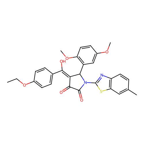 (4E)-5-(2,5-dimethoxyphenyl)-4-[(4-ethoxyphenyl)(hydroxy)methylidene]-1-(6-methyl-1,3-benzothiazol-2-yl)pyrrolidine-2,3-dione structure