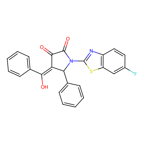 (4E)-1-(6-fluoro-1,3-benzothiazol-2-yl)-4-[hydroxy(phenyl)methylidene]-5-phenylpyrrolidine-2,3-dione structure