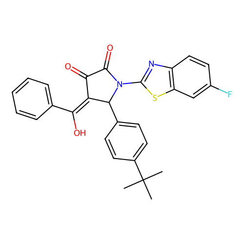 (4E)-5-(4-tert-butylphenyl)-1-(6-fluoro-1,3-benzothiazol-2-yl)-4-[hydroxy(phenyl)methylidene]pyrrolidine-2,3-dione structure