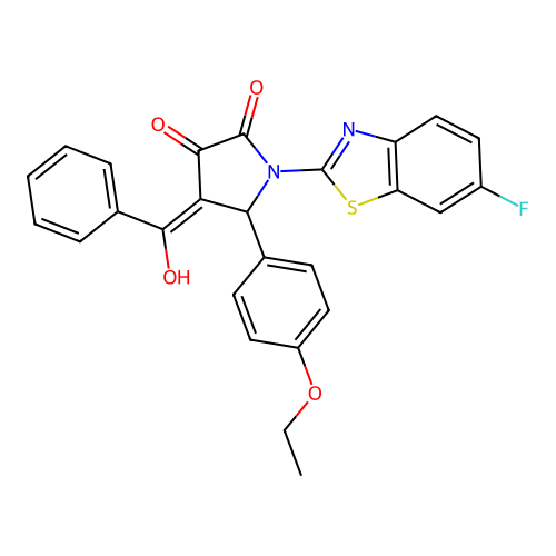 (4E)-5-(4-ethoxyphenyl)-1-(6-fluoro-1,3-benzothiazol-2-yl)-4-[hydroxy(phenyl)methylidene]pyrrolidine-2,3-dione structure