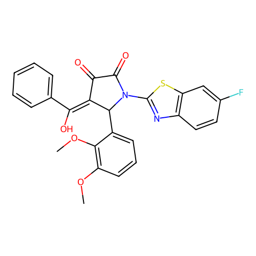 (4E)-5-(2,3-dimethoxyphenyl)-1-(6-fluoro-1,3-benzothiazol-2-yl)-4-[hydroxy(phenyl)methylidene]pyrrolidine-2,3-dione structure