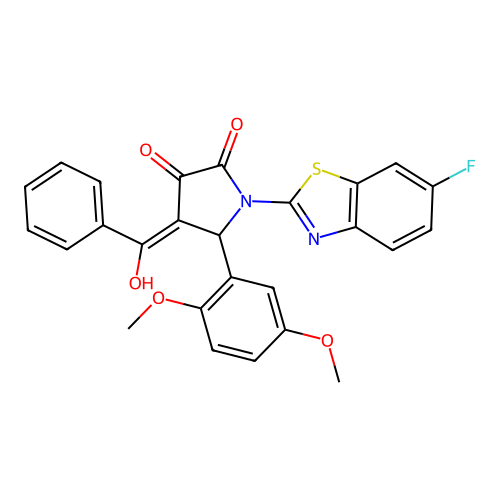 (4E)-5-(2,5-dimethoxyphenyl)-1-(6-fluoro-1,3-benzothiazol-2-yl)-4-[hydroxy(phenyl)methylidene]pyrrolidine-2,3-dione structure