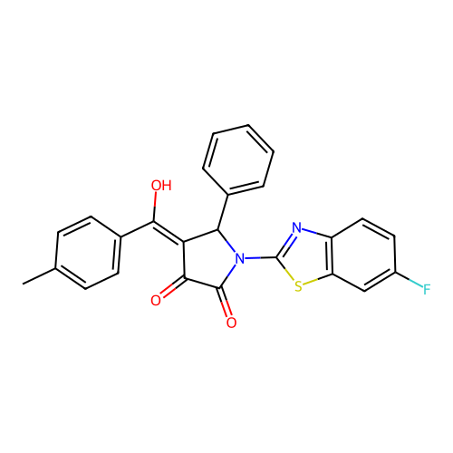 (4E)-1-(6-fluoro-1,3-benzothiazol-2-yl)-4-[hydroxy(4-methylphenyl)methylidene]-5-phenylpyrrolidine-2,3-dione structure