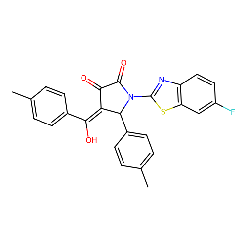 (4E)-1-(6-fluoro-1,3-benzothiazol-2-yl)-4-[hydroxy(4-methylphenyl)methylidene]-5-(4-methylphenyl)pyrrolidine-2,3-dione structure