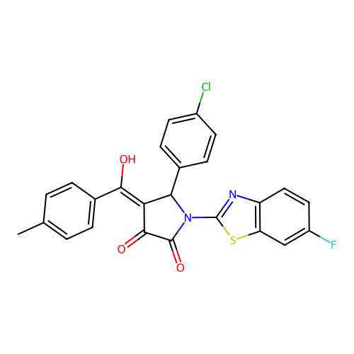 (4E)-5-(4-chlorophenyl)-1-(6-fluoro-1,3-benzothiazol-2-yl)-4-[hydroxy(4-methylphenyl)methylidene]pyrrolidine-2,3-dione structure