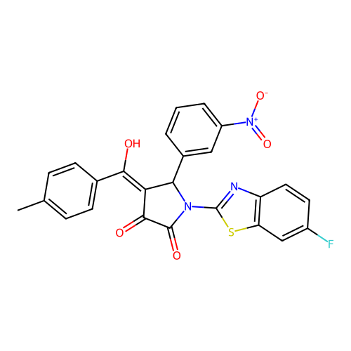 (4E)-1-(6-fluoro-1,3-benzothiazol-2-yl)-4-[hydroxy(4-methylphenyl)methylidene]-5-(3-nitrophenyl)pyrrolidine-2,3-dione structure