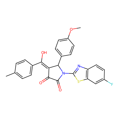 (4E)-1-(6-fluoro-1,3-benzothiazol-2-yl)-4-[hydroxy(4-methylphenyl)methylidene]-5-(4-methoxyphenyl)pyrrolidine-2,3-dione structure