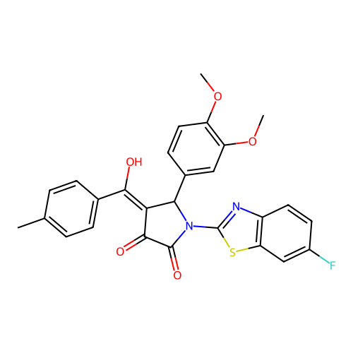 (4E)-5-(3,4-dimethoxyphenyl)-1-(6-fluoro-1,3-benzothiazol-2-yl)-4-[hydroxy(4-methylphenyl)methylidene]pyrrolidine-2,3-dione structure