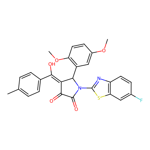 (4E)-5-(2,5-dimethoxyphenyl)-1-(6-fluoro-1,3-benzothiazol-2-yl)-4-[hydroxy(4-methylphenyl)methylidene]pyrrolidine-2,3-dione structure
