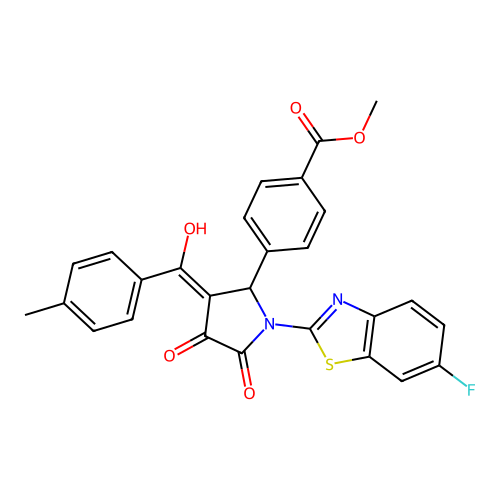 methyl 4-(1-(6-fluorobenzo[d]thiazol-2-yl)-4-hydroxy-3-(4-methylbenzoyl)-5-oxo-2,5-dihydro-1H-pyrrol-2-yl)benzoate structure