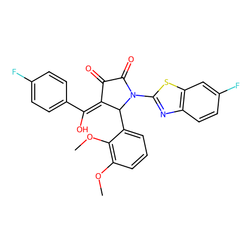 (4E)-5-(2,3-dimethoxyphenyl)-1-(6-fluoro-1,3-benzothiazol-2-yl)-4-[(4-fluorophenyl)(hydroxy)methylidene]pyrrolidine-2,3-dione structure