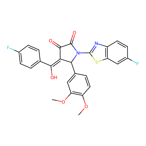 (4E)-5-(3,4-dimethoxyphenyl)-1-(6-fluoro-1,3-benzothiazol-2-yl)-4-[(4-fluorophenyl)(hydroxy)methylidene]pyrrolidine-2,3-dione structure