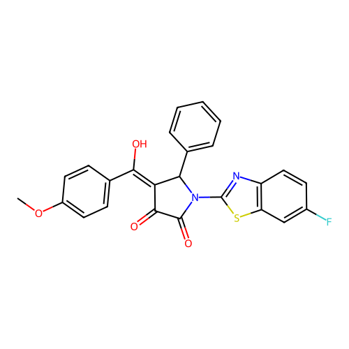 (4E)-1-(6-fluoro-1,3-benzothiazol-2-yl)-4-[hydroxy(4-methoxyphenyl)methylidene]-5-phenylpyrrolidine-2,3-dione structure