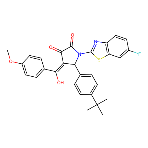 (4E)-5-(4-tert-butylphenyl)-1-(6-fluoro-1,3-benzothiazol-2-yl)-4-[hydroxy(4-methoxyphenyl)methylidene]pyrrolidine-2,3-dione structure