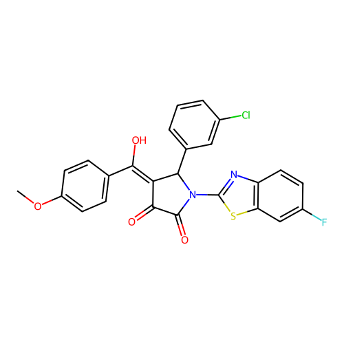 (4E)-5-(3-chlorophenyl)-1-(6-fluoro-1,3-benzothiazol-2-yl)-4-[hydroxy(4-methoxyphenyl)methylidene]pyrrolidine-2,3-dione structure