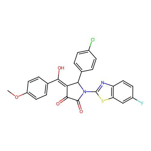(4E)-5-(4-chlorophenyl)-1-(6-fluoro-1,3-benzothiazol-2-yl)-4-[hydroxy(4-methoxyphenyl)methylidene]pyrrolidine-2,3-dione structure