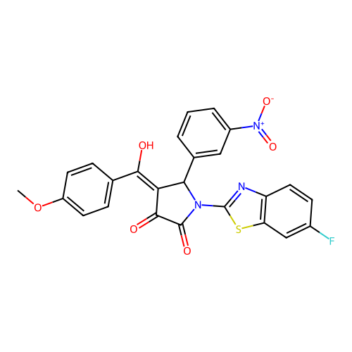 (4E)-1-(6-fluoro-1,3-benzothiazol-2-yl)-4-[hydroxy(4-methoxyphenyl)methylidene]-5-(3-nitrophenyl)pyrrolidine-2,3-dione structure