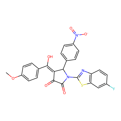 (4E)-1-(6-fluoro-1,3-benzothiazol-2-yl)-4-[hydroxy(4-methoxyphenyl)methylidene]-5-(4-nitrophenyl)pyrrolidine-2,3-dione structure