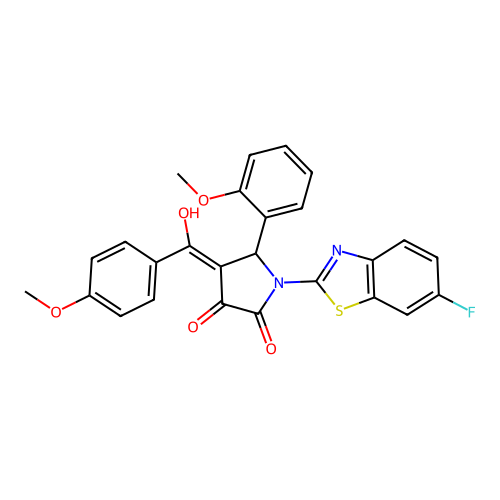 (4E)-1-(6-fluoro-1,3-benzothiazol-2-yl)-4-[hydroxy(4-methoxyphenyl)methylidene]-5-(2-methoxyphenyl)pyrrolidine-2,3-dione structure
