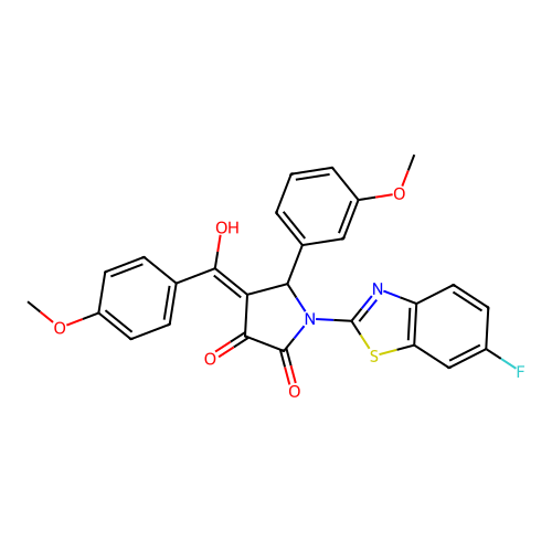 (4E)-1-(6-fluoro-1,3-benzothiazol-2-yl)-4-[hydroxy(4-methoxyphenyl)methylidene]-5-(3-methoxyphenyl)pyrrolidine-2,3-dione structure