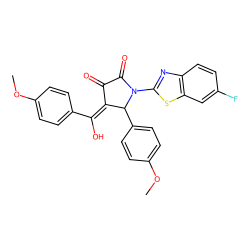 (4E)-1-(6-fluoro-1,3-benzothiazol-2-yl)-4-[hydroxy(4-methoxyphenyl)methylidene]-5-(4-methoxyphenyl)pyrrolidine-2,3-dione structure