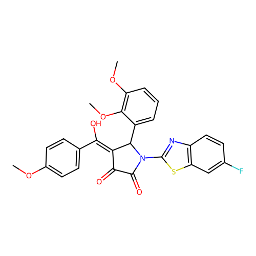 (4E)-5-(2,3-dimethoxyphenyl)-1-(6-fluoro-1,3-benzothiazol-2-yl)-4-[hydroxy(4-methoxyphenyl)methylidene]pyrrolidine-2,3-dione structure
