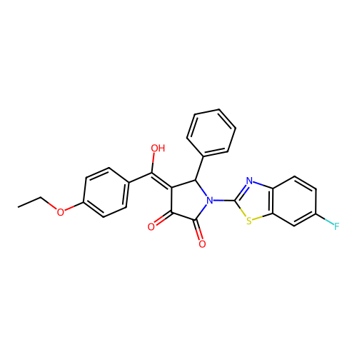 (4E)-4-[(4-ethoxyphenyl)(hydroxy)methylidene]-1-(6-fluoro-1,3-benzothiazol-2-yl)-5-phenylpyrrolidine-2,3-dione structure