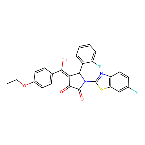 (4E)-4-[(4-ethoxyphenyl)(hydroxy)methylidene]-1-(6-fluoro-1,3-benzothiazol-2-yl)-5-(2-fluorophenyl)pyrrolidine-2,3-dione structure