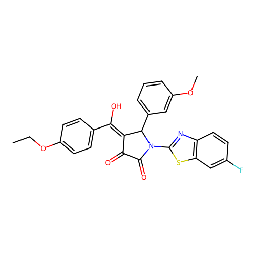 (4E)-4-[(4-ethoxyphenyl)(hydroxy)methylidene]-1-(6-fluoro-1,3-benzothiazol-2-yl)-5-(3-methoxyphenyl)pyrrolidine-2,3-dione structure